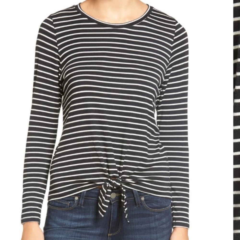 Amour vert | XS | Melinda black & white stripe top